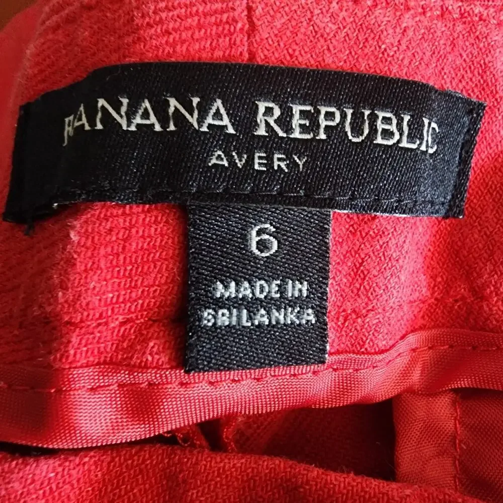 Banana Republic Avery Red Linen Ankle Pants Size 6